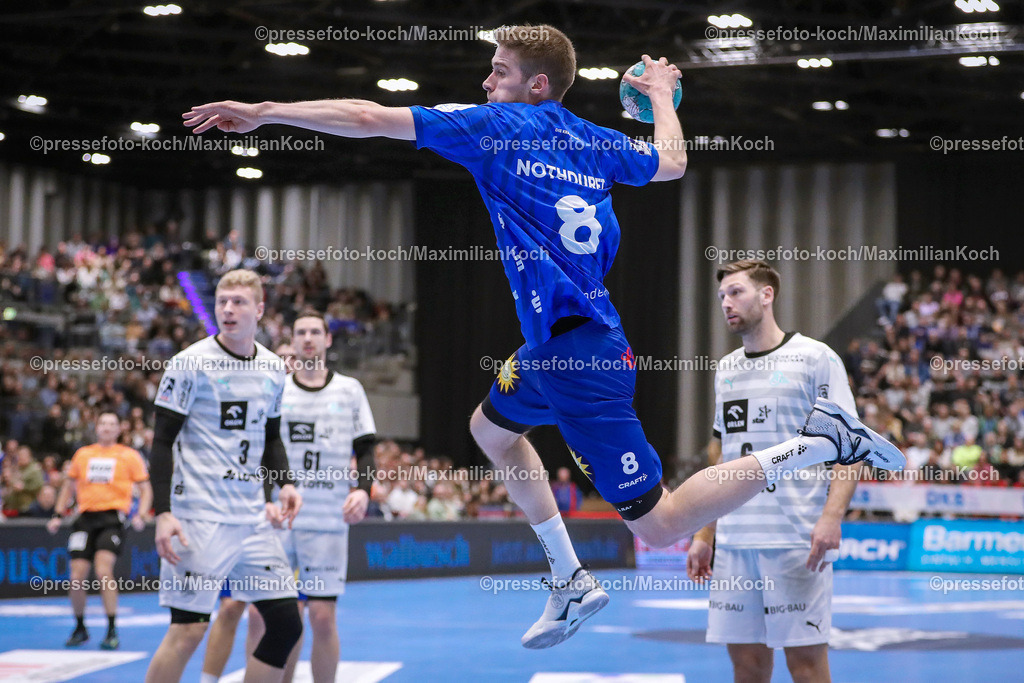 Due1HBL11022401035 | 11.02.2024, Handball, Düsseldorf, Mitsubishi Electric Halle, Liqui Moly Handball Bundesliga, Spieltag 21, Saison 2023 2024, Bergischer HC - THW Kiel: Tim Nothdurft (Bergischer HC)