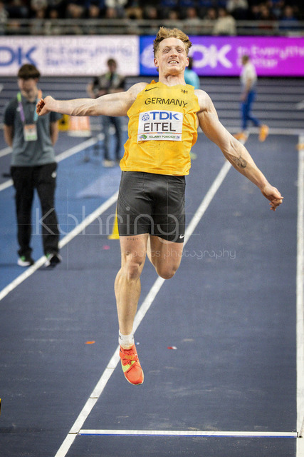 World Athletics Indoor Championships Kujawy Pomorze 26, 20.03.2026 | TORUN, POLAND - MARCH 20:  Manuel EITEL (GER), longjump of the heptathlon during the World Athletics Indoor Championships Kujawy Pomorze 26 on day 1 / session 1 at Kujawsko-Pomorska Arena Torun on March 20, 2026 in Torun, Poland. 