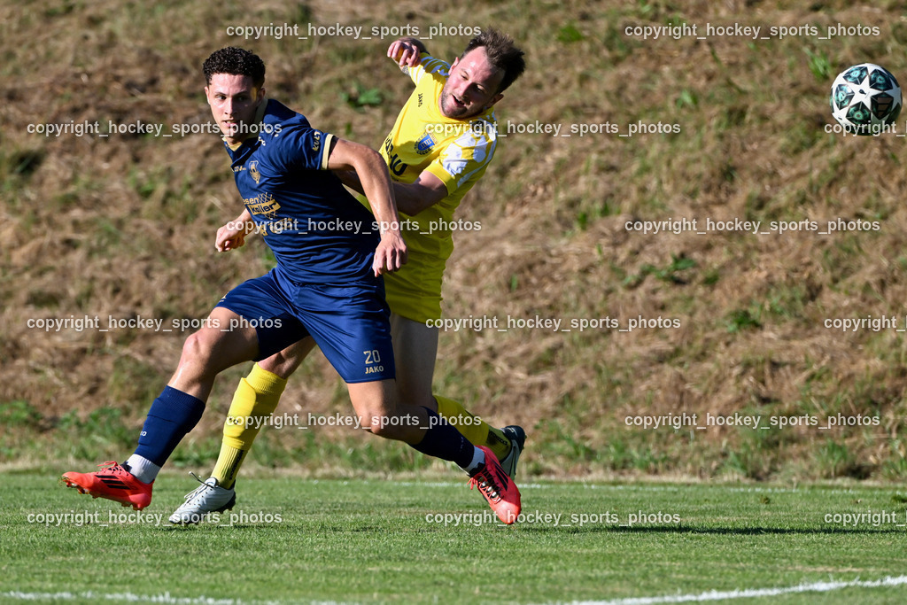 SV Malta vs. ATUS Velden | #20 Alessandro Kiko ATUS Velden, #7 Sandro Reinhold Seebacher SV Malta, SV Malta vs. ATUS Velden, SV Malta vs. ATUS Velden am 19.08.2025 in Malta (Sportplatz Malta), Austria, (Photo by Bernd Stefan)