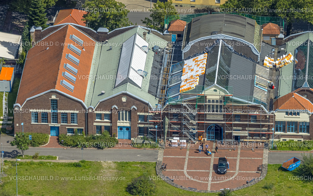 Herne230802532 | Luftbild, Flottmannhallen, Baustelle und Renovierung, Herne-Süd, Herne, Ruhrgebiet, Nordrhein-Westfalen, Deutschland
