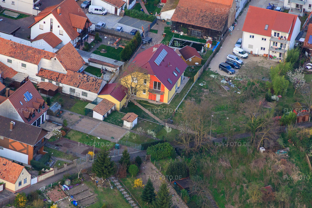 Luftbild: Bahnhofstr- in Jockgrim im Bundesland Rheinland-Pfalz in Deutschland.Foto: IMG_63443.jpg vom 28.03.2014 durch Werner Riehm/FLY-FOTO.deAuflösung des Originals: 4752 x 3168 px