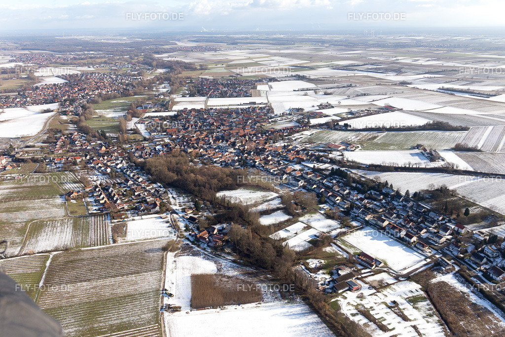 Ortsansicht | Luftbild: Ortsansicht im Ortsteil Ingenheim in Billigheim-Ingenheim im Bundesland Rheinland-Pfalz in Deutschland. Foto: IMG_096173.jpg vom 15.01.2017 durch Werner Riehm/FLY-FOTO.de - Realisiert mit Pictrs.com