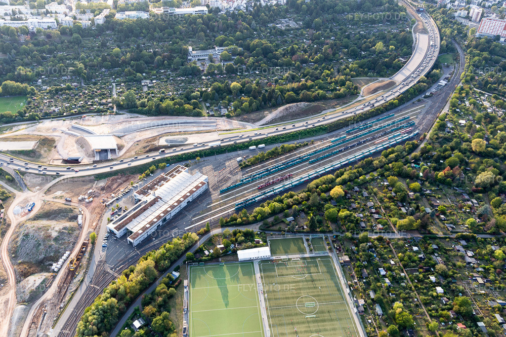 Luftbild: Eintracht Frankfurt e.V im Ortsteil Seckbach in Frankfurt im Bundesland Hessen in Deutschland. Foto: IMG_117636.jpg vom 10.09.2019 durch Werner Riehm/FLY-FOTO.de
