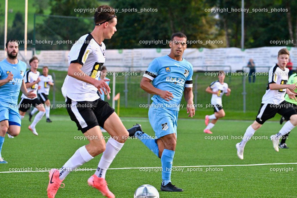 SV Spittal vs. SVG Bleiburg | #6 Tristan Brükk SV Spittal, #12 Lazar Gacic SVG Bleiburg, SV Spittal vs. SVG Bleiburg, SV Spittal vs. SVG Bleiburg am 14.08.2024 in Spittal an der Drau (Goldeck Stadion), Austria, (Photo by Bernd Stefan)