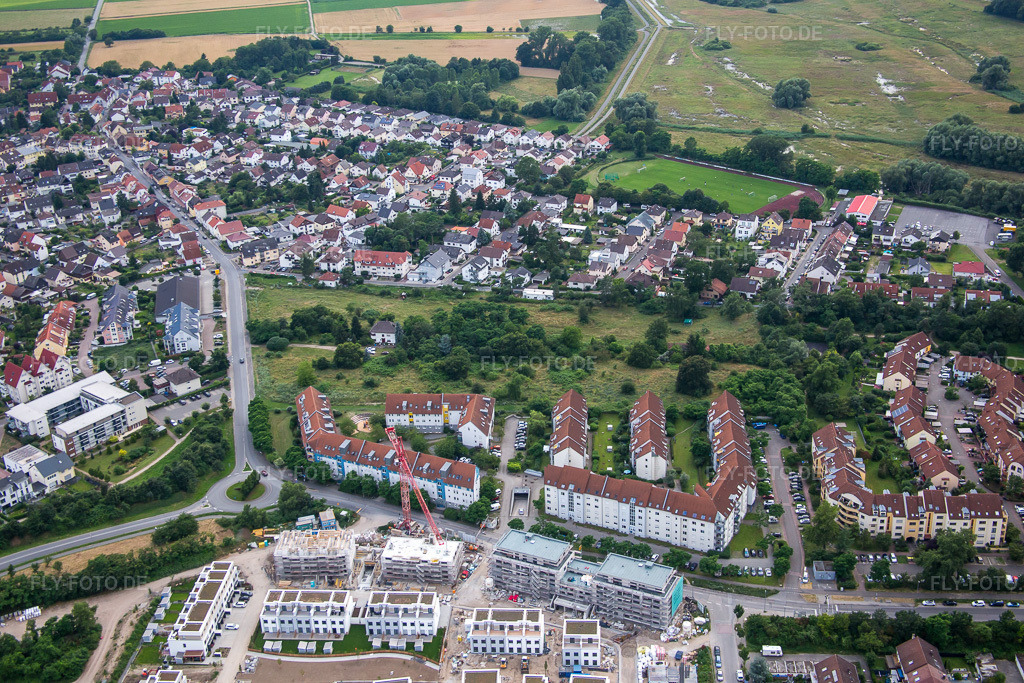 Luftbild: Rohrhofer Straße im Ortsteil Rheinau in Mannheim im Bundesland Baden-Württemberg in Deutschland. Foto: IMG_090941.jpg vom 04.07.2016 durch Werner Riehm/FLY-FOTO.de