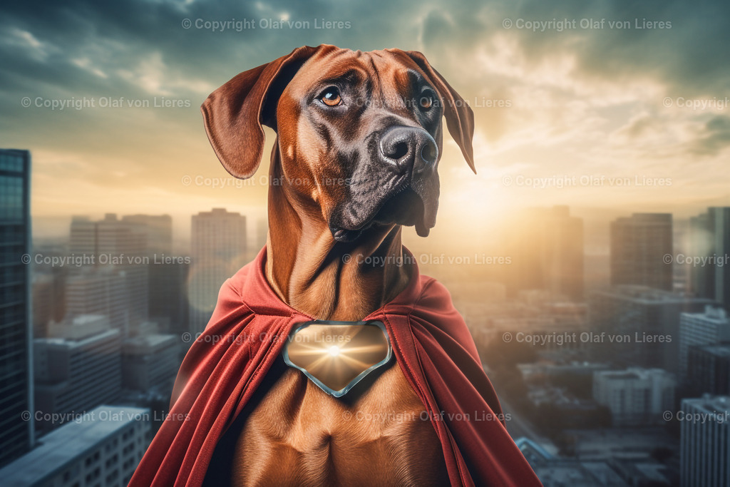 Rhodesian Ridgeback als Superhund | brauner Hund als Superheld
