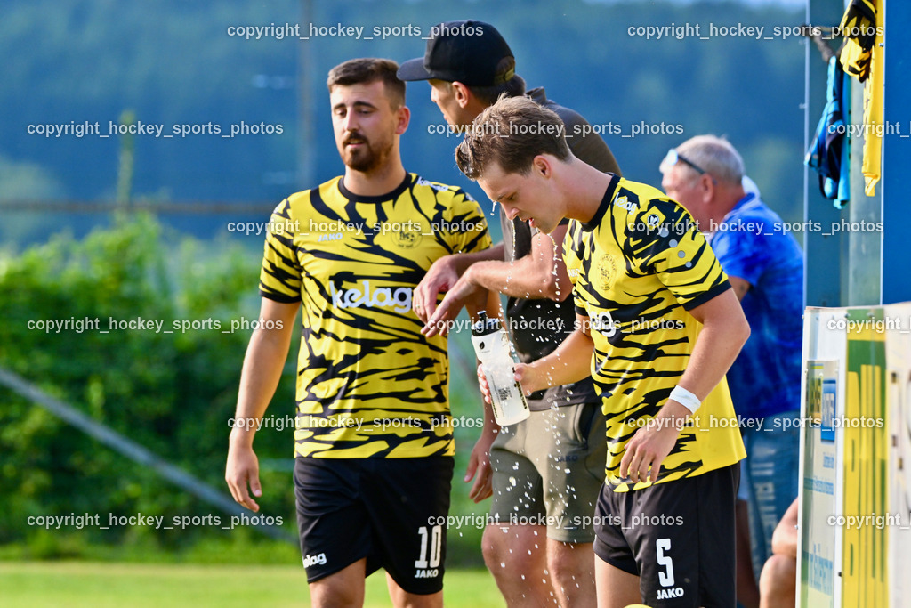 FC Faakersee vs. Rapid Lienz  | #10 Marco Pehr FC Faakersee, #5 Cajetan Maria Thaddäus Kolig FC Faakersee, FC Faakersee vs. Rapid Lienz , FC Faakersee vs. Rapid Lienz  am 04.08.2024 in Faakersee (Sportplatz Faakersee), Austria, (Photo by Bernd Stefan)