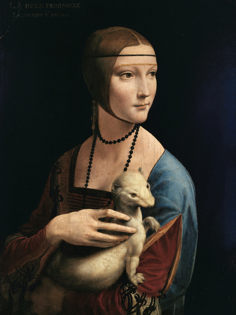 Leonardo da Vinci - Dame mit Hermelin | Moderne Wandbilder auf Leinwand, Acylglas, Alu-Dibond oder als Poster. Tauchen Sie ein in die Welt KI-generierter Kunstwerke - entdecken Sie hochwertige Kunstdrucke unserer Gemälde, Illustrationen und fotorealistischen Motive.