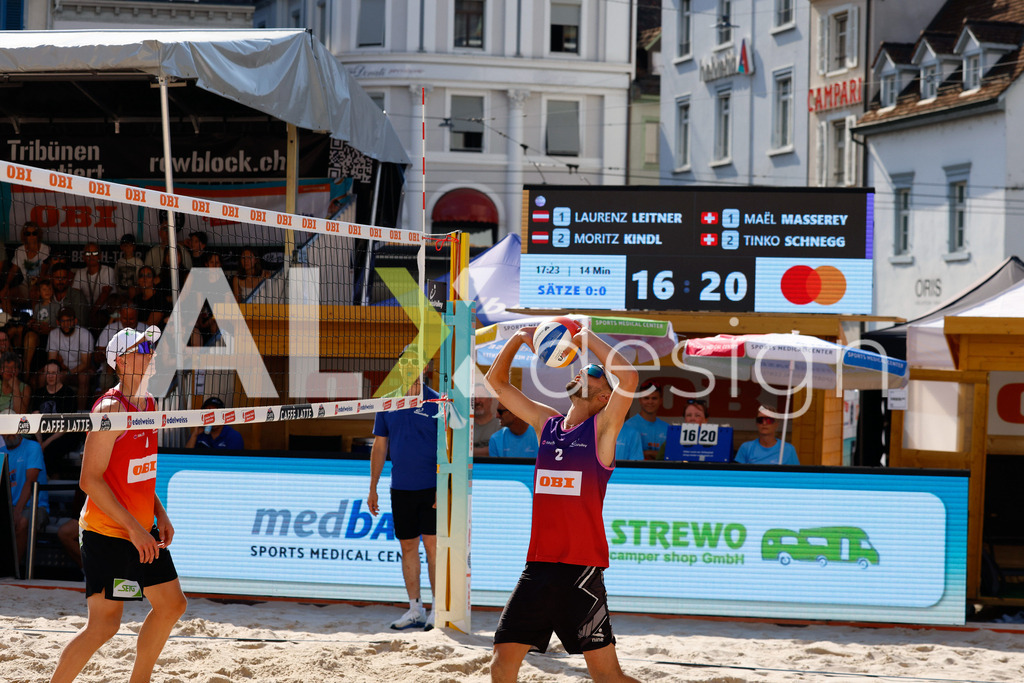 Obi BeachTour 2026 - Basel | BASEL, SWITZERLAND - JULY 17: TINKO SCHNEGG (SUI) during the Obi BeachTour 2026 match between LEITNER / KINDL (AUT) and MASSEREY / SCHNEGG (SUI) at Barfüsserplatz on July 17, 2026 in Basel, Switzerland. - Realisiert mit Pictrs.com