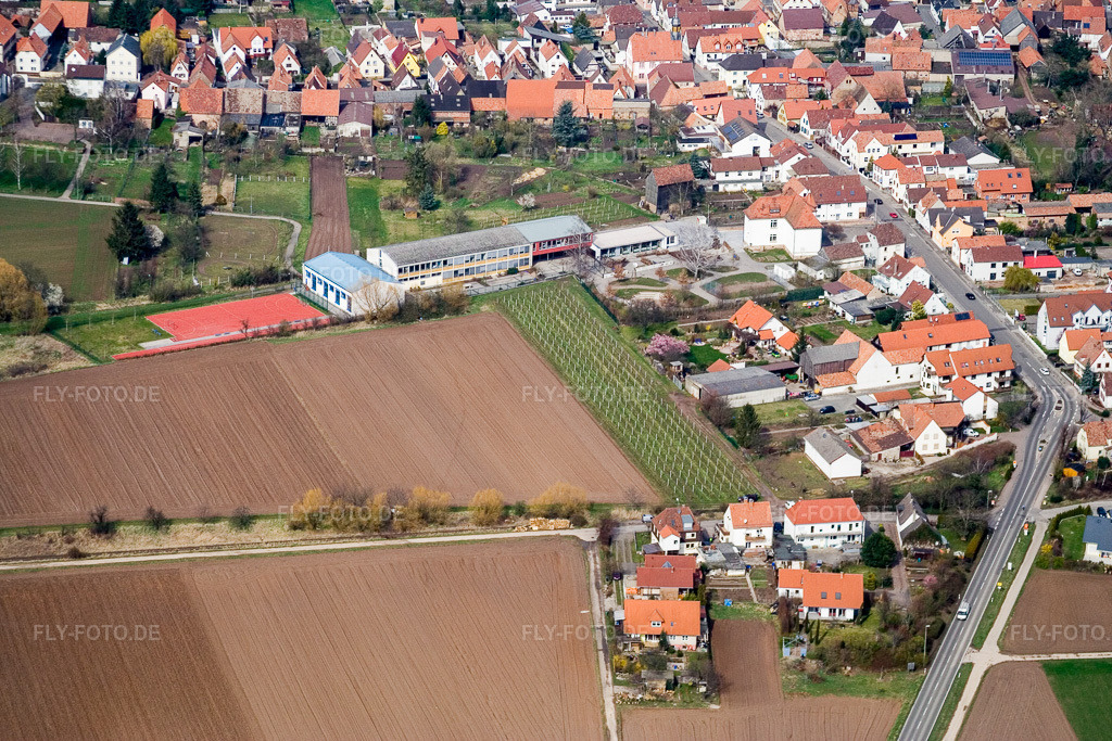 Luftbild: Grundschule Offenbach an der Queich in Offenbach an der Queich im Bundesland Rheinland-Pfalz in Deutschland. Foto: IMG_9712.jpg vom 15.03.2008 durch Werner Riehm/FLY-FOTO.de