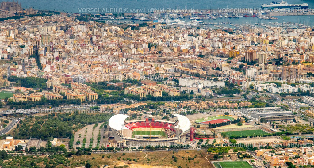 Mallorca230600010N | Luftbild, Fußballstadion Estadi Mallorca Son Moix, Baustelle mit Umbau, Palma, Balearen, Mallorca, Balearische Inseln, Spanien