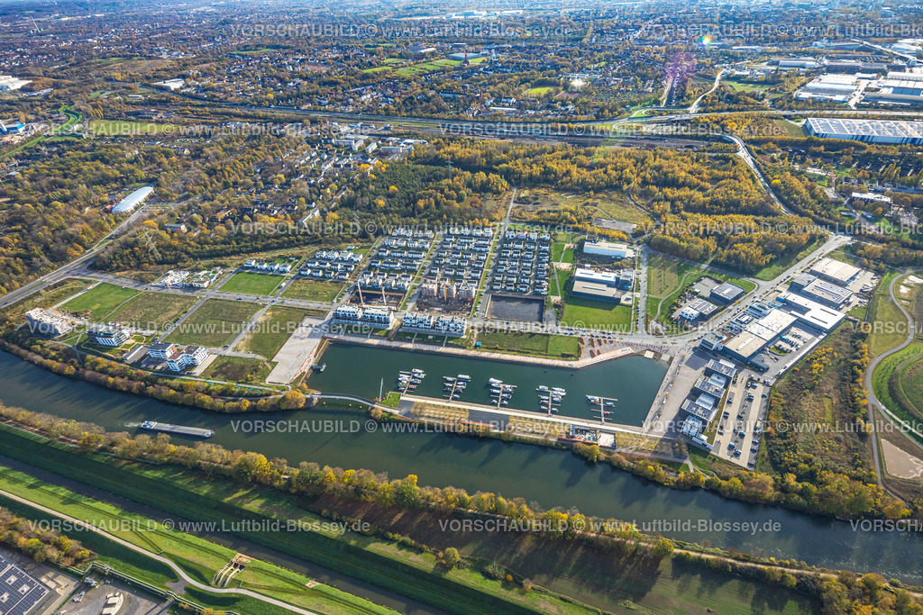 Gelsenkirchen221101800suedlich | Luftbild, Hafenquartier Graf Bismarck am Yachthafen Stoelting-Marina, Bismarck, Gelsenkirchen, Ruhrgebiet, Nordrhein-Westfalen, Deutschland