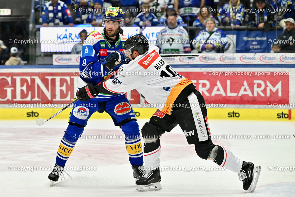 EC IDM Wärmepumpen VSV vs. Pioneers Vorarlberg | #8 Maximilian Rebernig EC VSV, #10 Roni Allen Pioneers Vorarlberg, EC IDM Wärmepumpen VSV vs. Pioneers Vorarlberg, EC IDM WÄRMEPUMPEN VSV vs. Pioneers Vorarlberg am 03.10.2025 in Villach (Stadthalle Villach), Austria, (Photo by Bernd Stefan)