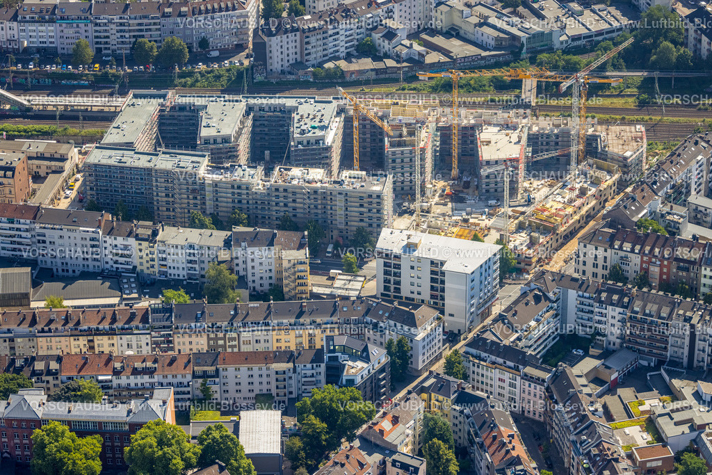 Duesseldorf220701127 | Luftbild, Baustelle und Neubau Le Quartier Central an der Ecke Worringer Straße und Gerresheimer Straße, Stadtmitte, Düsseldorf, Rheinland, Nordrhein-Westfalen, Deutschland