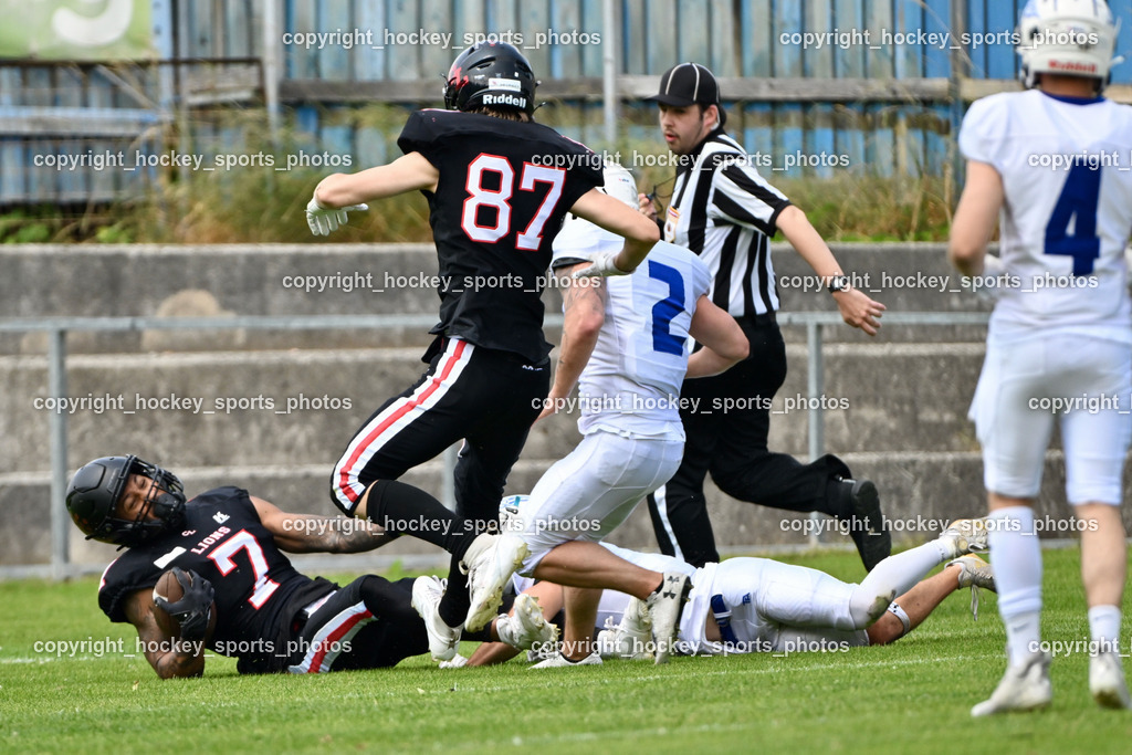 Carinthian Lions vs. Cineplexx Blue Devils | #7 Monai Simon Carinthian Lion, #87 Riedl Maximilian Carinthian Lion, Carinthian Lions vs. Cineplexx Blue Devils, Carinthian Lions vs. Cineplexx Blue Devils am 09.06.2025 in Klagenfurt (ASV Sportplatz), Austria, (Photo by Bernd Stefan)