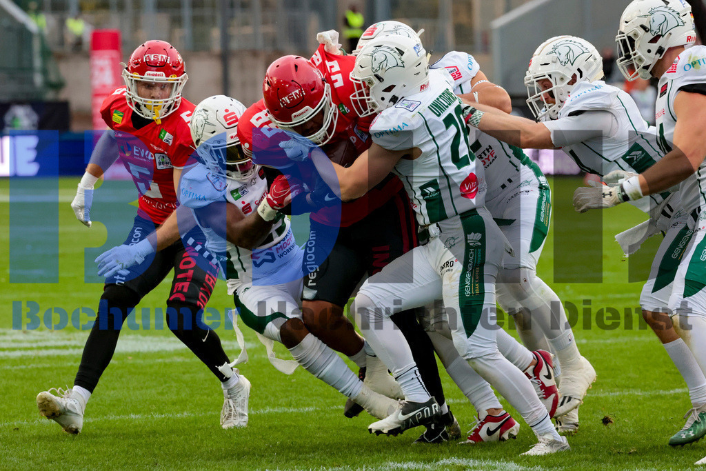  14.10.2023 - 
 | Sebastian Sendlak / Bochumer Nachrichtendienst (BOND) - GFL-Bowl 2023: Schwaebisch Hall Unicorns vs. Potsdam Royals - Realisiert mit Pictrs.com
