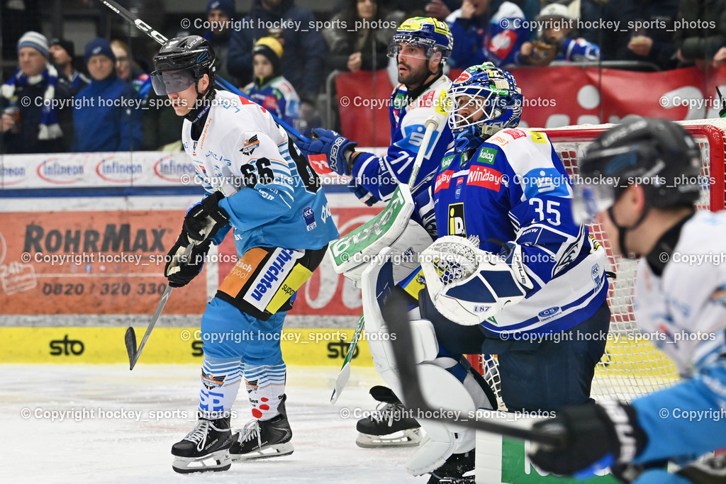 EC IDM Wärmepumpen VSV vs. Steinbach Black Wings Linz | #66 Stefan Gaffal Black Wings Linz, #35 Joe Cannata EC VSV, #71 Steven Strong EC VSV, EC IDM Wärmepumpen VSV vs. Steinbach Black Wings Linz, EC IDM Wärmepumpen VSV vs. Steinbach Black Wings Linz am 23.01.2026 in Villach (Stadthalle Villach), Austria, (Photo by Bernd Stefan)