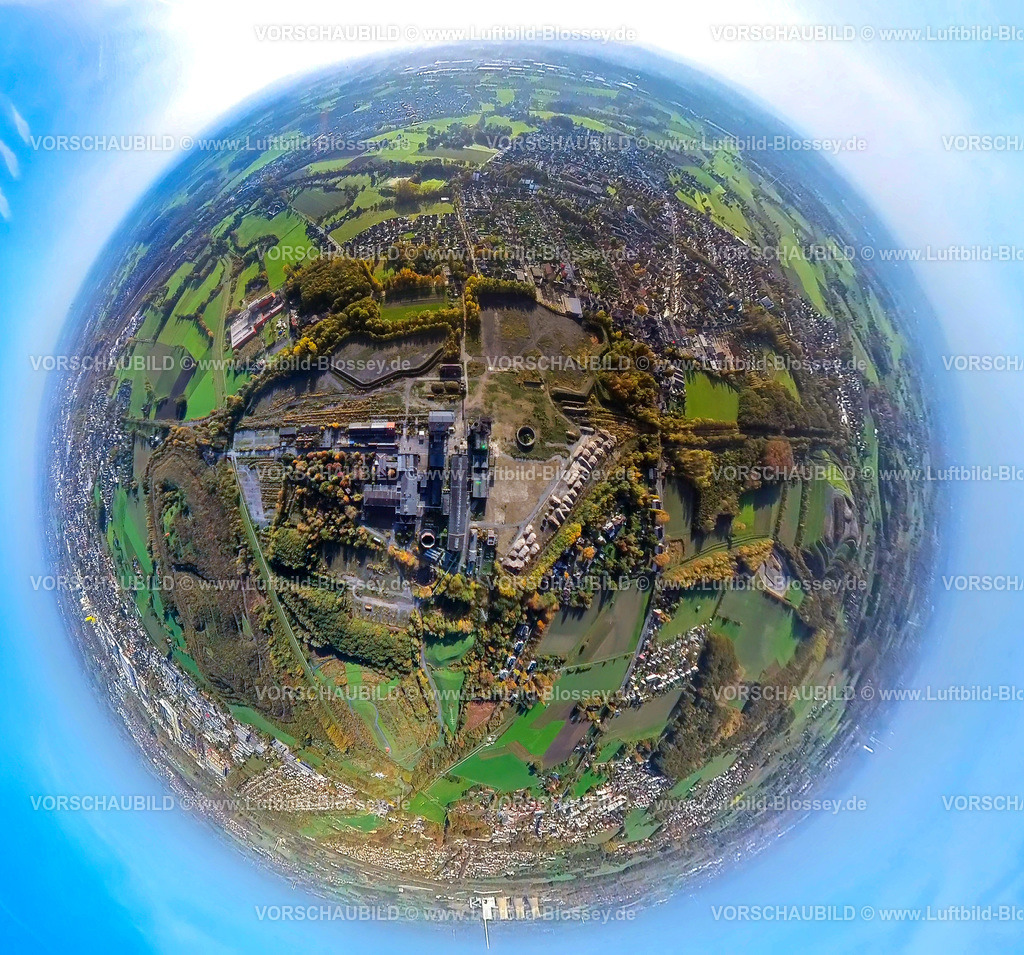Hamm20221020_10_Zeche Heinrich-Robert2 | Luftbild, Zeche Heinrich-Robert, CreativRevier Heinrich Robert, Fisheye Aufnahme, Fischaugen Aufnahme, 360 Grad Aufnahme, Luftbild von Hamm,Halde Kissinger Höhe mit Zeche Heinrich-Robert mit Herbstlaub  , Ruhrgebiet, ,