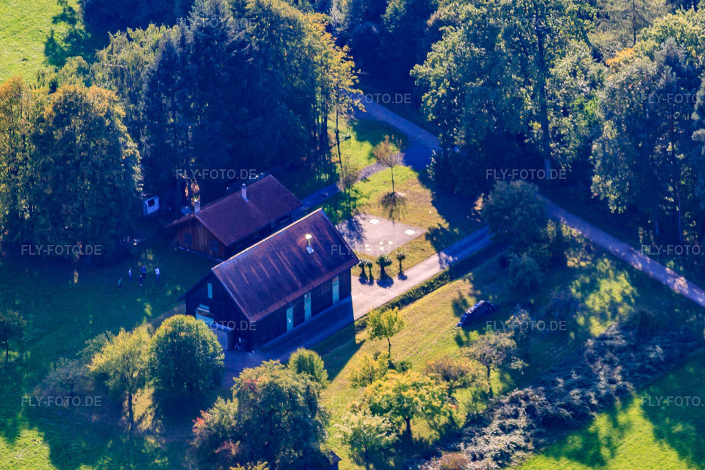 Luftbild: Grillhütte im Ortsteil Langensteinbach in Karlsbad im Bundesland Baden-Württemberg in Deutschland. Foto: IMG_45282.jpg vom 21.09.2011 durch Werner Riehm/FLY-FOTO.deAuflösung des Originals: 4330 x 2887 px