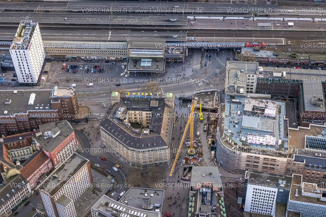 Essen230101782 | Luftbild, Select Hotel Handelshof Essen, Baustelle Willy-Brandt-Platz am ehem. Kaufhof-Gebäude, Stadtkern, Essen, Ruhrgebiet, Nordrhein-Westfalen, Deutschland