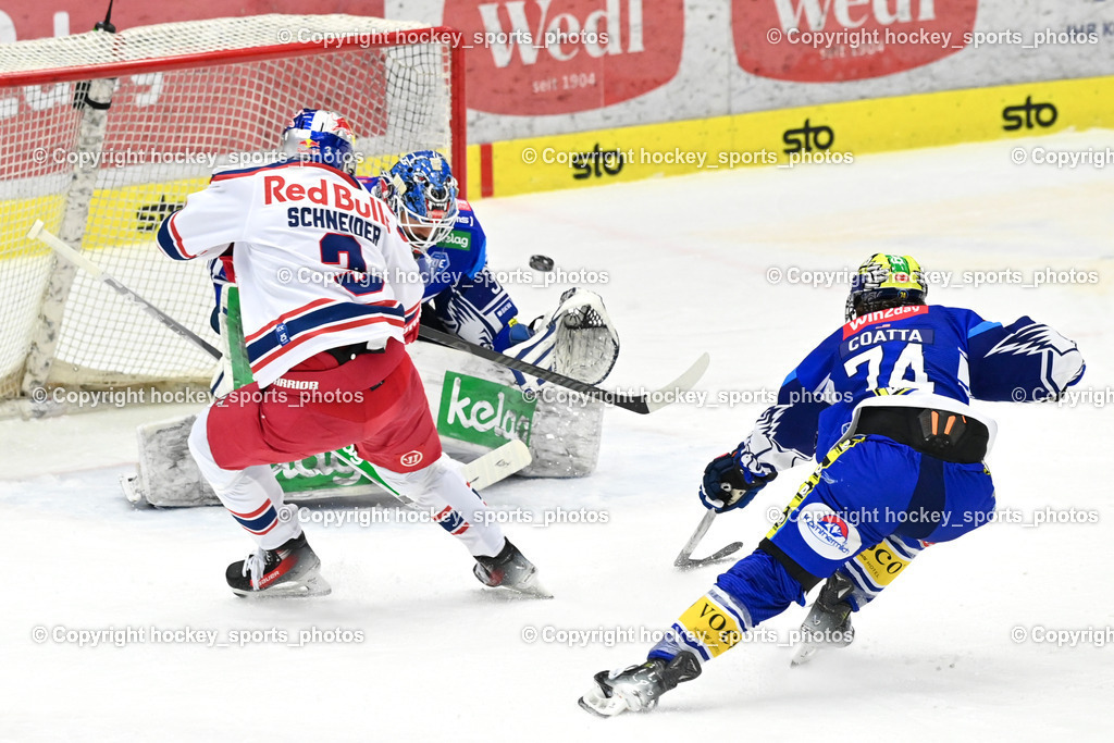 EC IDM WÄRMEPUMPEN VSV vs. EC Red Bull Salzburg | #3 Schneider Peter EC Redbull Salzburg, #35 Cannata Joe EC VSV, #74 COATTA Max EC VSV, EC IDM WÄRMEPUMPEN VSV vs. EC Red Bull Salzburg, EC IDM WÄRMEPUMPEN VSV vs. EC Red Bull Salzburg am 17.01.2025 in Villach (Stadthalle Villach), Austria, (Photo by Bernd Stefan)