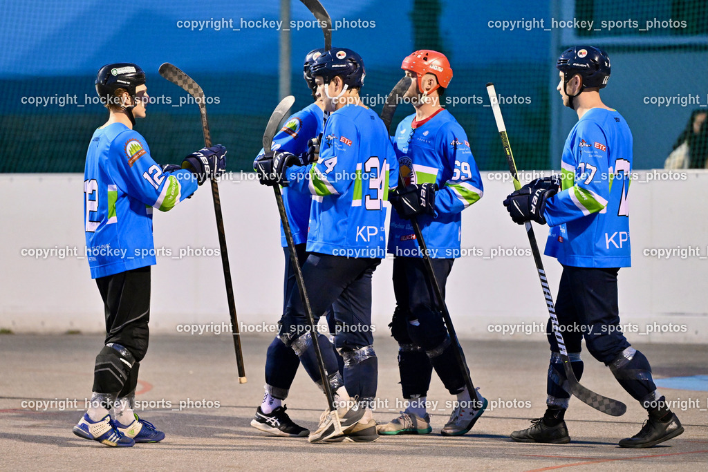 ASKÖ Hockey Villach vs. VAS Ballhockey  | Jubel ASKÖ Hockey Villach Mannschaft, #12 Malli Nicolas ASKÖ Villach Hockey, #34 PRODINGER Dominik ASKÖ Villach Hockey, #69 FELDBAUMER Manuel ASKÖ Villach Hockey, #77 WUNTSCHEK Manuel ASKÖ Villach Hockey, ASKÖ Hockey Villach vs. VAS Ballhockey , ASKÖ Hockey Villach vs. VAS Ballhockey  am 06.07.2025 in Villach (Alpen Arena ), Austria, (Photo by Bernd Stefan)