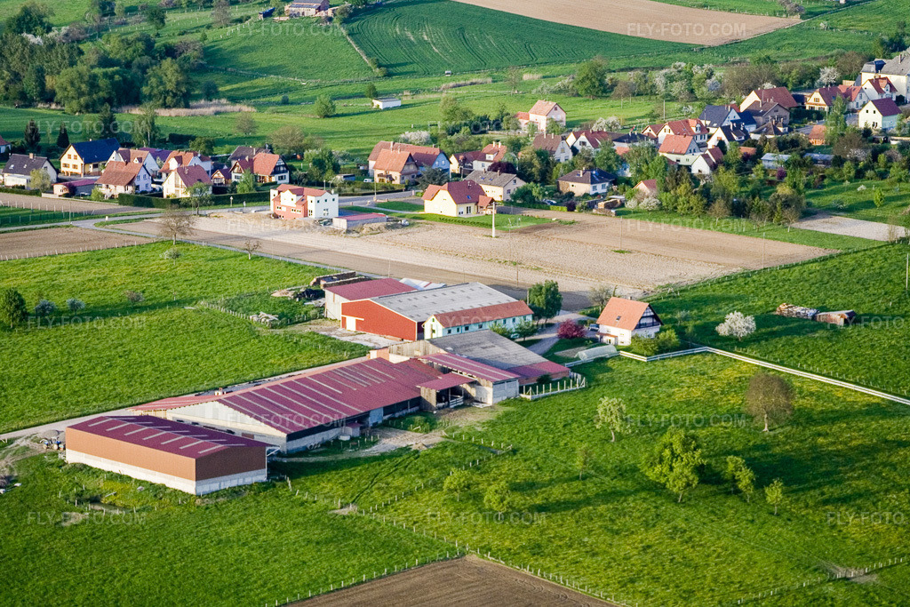 Aerial view: View of the town in Surbourg in the state Bas-Rhin, France.Photo: IMG_10663.jpg taken on 05/04/2008 by Werner Riehm/FLY-FOTO.comResolution of the original: 3456 x 2304 px