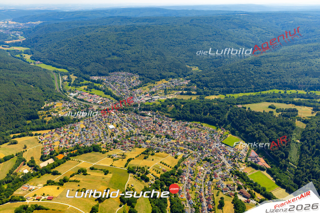 Das Luftbild zeigt :  Partenstein - Die Luftaufnahme wurde 2023 vom UL-Flugzeug aus erstellt ( keine Drohne ) - Hochauflösende Luftaufnahme - Für grossformatige Ausdrucke geeignet. Die Geschenkidee !Mit Lizenz und Bildrechte bestellbar