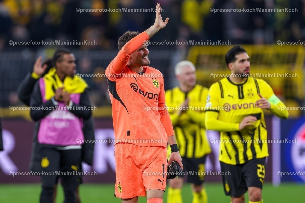 UCL1902250101064 | 19.02.2025, Fußball, UEFA Champions League, Borussia Dortmund - Sporting Lissabon, Signal Iduna Park, Knockout phase play-offs, Saison 2024 2025: Torwart Gregor Kobel (BVB #1)