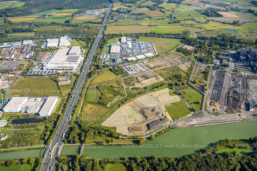 Hamm250900883 | Luftbild, Gewerbegebiet Siegenbeckstraße, Baustelle Geithe, angedachte Autobahn A2 Anschlussstelle Siegenbeckstraße, Uentrop, Hamm, Ruhrgebiet, Nordrhein-Westfalen, Deutschland