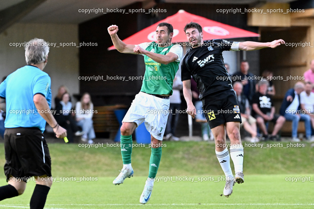 WSG Radenthein vs. URC Thal Assling | #7 Miljan Urosevic WSG Radenthein, #5 Tobias Markus Trojer URC Thal Assling, WSG Radenthein vs. URC Thal Assling, WSG Radenthein vs. URC Thal Assling am 30.05.2025 in Radenthein (Sportplatz Radenthein), Austria, (Photo by Bernd Stefan)