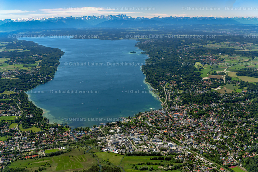 4031238 | STARNBERGER SEE 12.06.2020 Landschaft am beim Starnberger See mit Blick zu den Alpen bei Starnberg im Bundesland Bayern, Deutschland. // Landscape at Lake of Starnberg in Starnberg in the state Bavaria, Germany. View to the mountain range of the Alps. Foto: Gerhard Launer