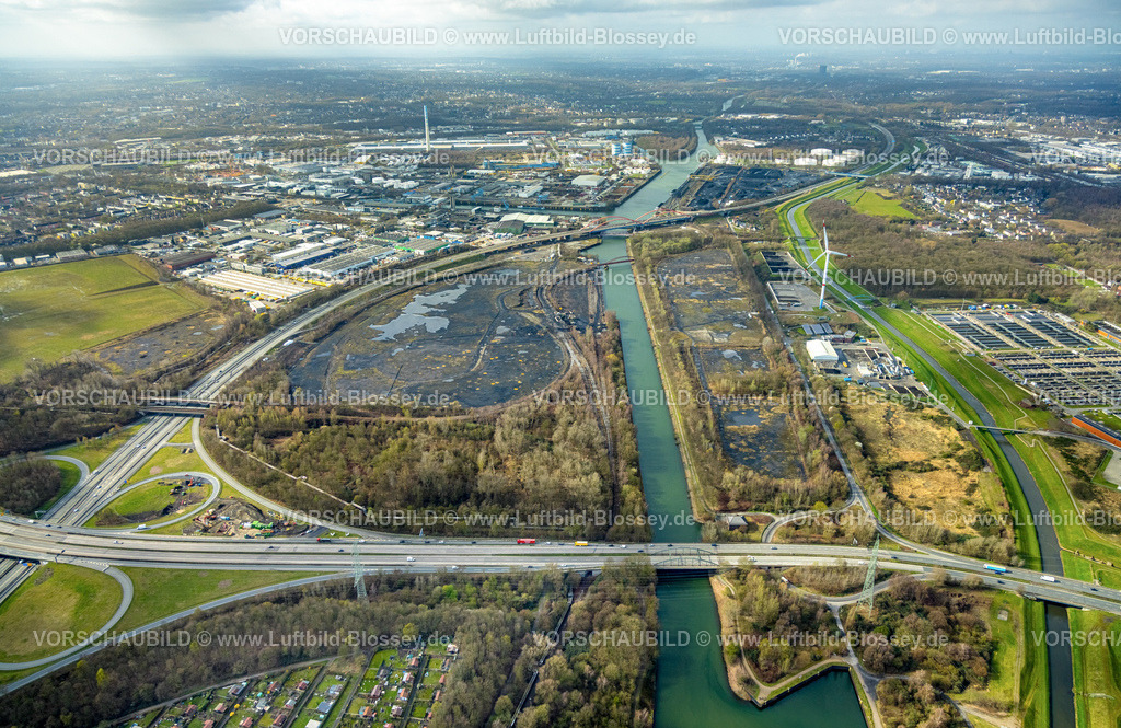 Essen260305934FreiheitEmscher | Luftbild, „Freiheit Emscher“ großes interkommunalen Stadtentwicklungsprojekte in NRW, von Essen, Bottrop und RAG Montan Immobilien, 1.700 Hektar, inklusive 150 Hektar ehemaliger Bergbauflächen, entsteht bis ca. 2030 ein neuer, nachhaltiger urbaner Raum für innovat, , Karnap, Essen, Ruhrgebiet, Nordrhein-Westfalen, Deutschland
