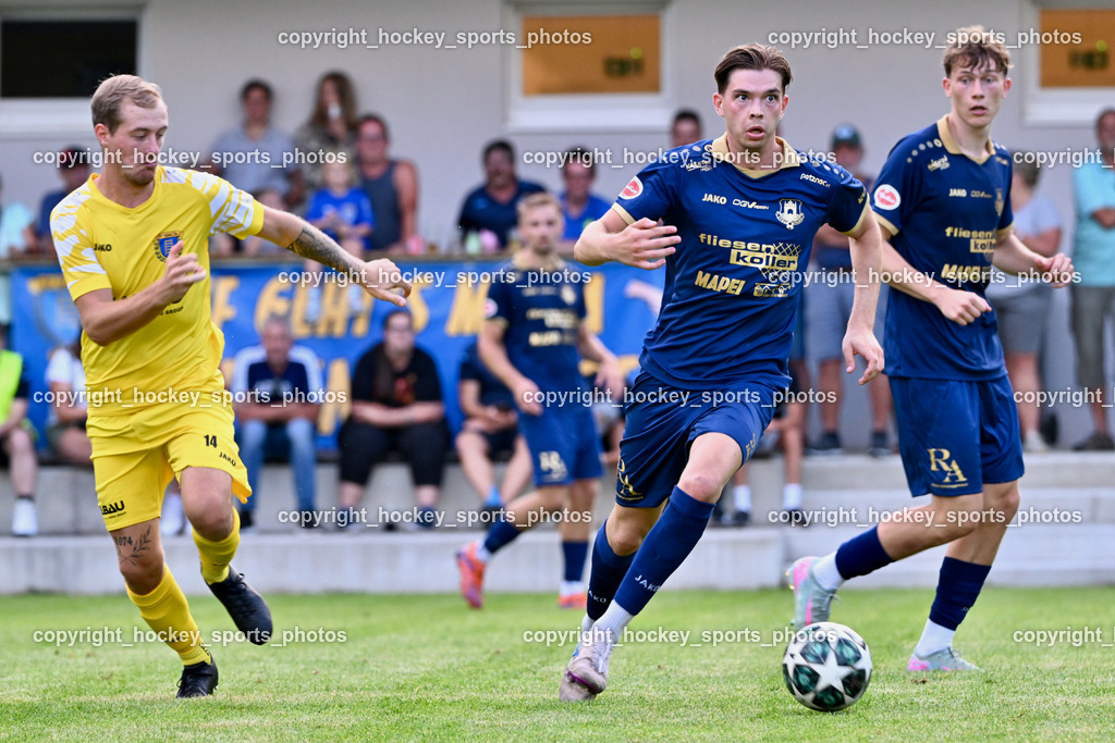 SV Malta vs. ATUS Velden | #14 Dominik Pacher SV Malta, #18 Nicolas Modritz ATUS Velden, #15 Emil Jantscher ATUS Velden, SV Malta vs. ATUS Velden, SV Malta vs. ATUS Velden am 19.08.2025 in Malta (Sportplatz Malta), Austria, (Photo by Bernd Stefan)