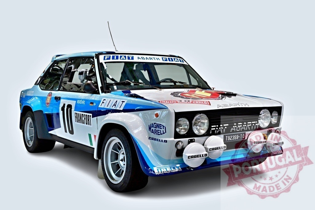 Fiat Abarth 131 Rally Car posing on white background | Legendary italian Fiat Abarth 131 rally car posing on a white background - Realisiert mit Pictrs.com