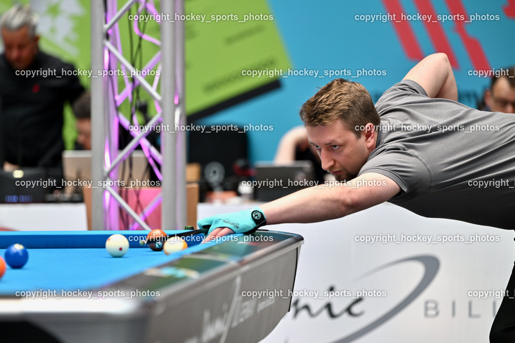 Pool Billard Bundesliga 2025 im ATRIO | Manuel Plattner, Pool Billard Bundesliga 2025 im ATRIO, Pool Billard Bundesliga 2025 im ATRIO am 29.03.2025 in Villach (Atrio), Austria, (Photo by Bernd Stefan)