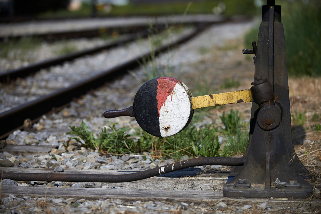 Weiche der Museumsbahn | Bezau, Austria - July 27, 2013: Bregenzerwald Bahn;  Weiche der Museumsbahn. - Realisiert mit Pictrs.com