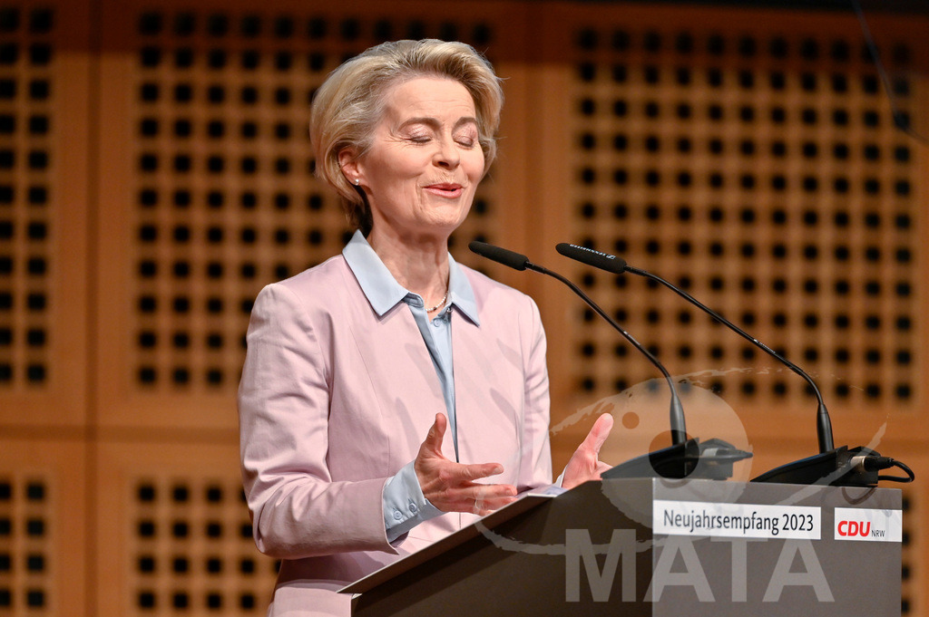 _DWI0639 | Politikerin Ursula von der Leyen beim CDU-NRW Neujahrsempfang in Düsseldorf. Düsseldorf, 28.01.2023 - Realisiert mit Pictrs.com