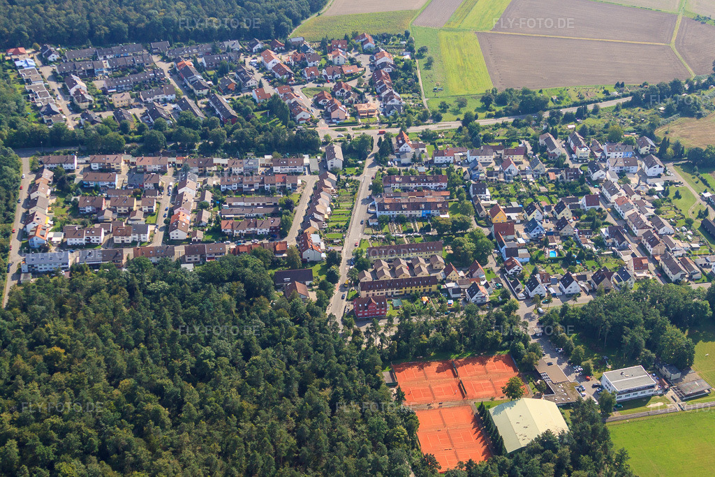 Luftbild: Forlenweg, Waldbrücke, Sportplätze in Weingarten im Bundesland Baden-Württemberg in Deutschland. Foto: IMG_33363.jpg vom 05.09.2010 durch Werner Riehm/FLY-FOTO.de