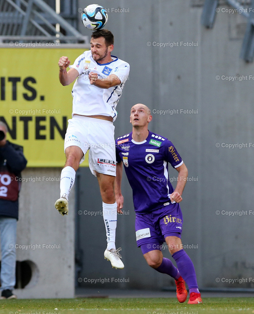 A_LUI_25022024_10 | SPORT,FUSSBALL, ADMIRAL BUNDESLIGA AUSTRIA KLAGENFURT - BLAU WEISS LINZ 25.02.2024 IM BILD :NICOLAS WIMMER  (KLAGENFURT) UND JULIAN GOELLES  (BLAUWEISSLINZ) FOTO:FOTOLUIMW
