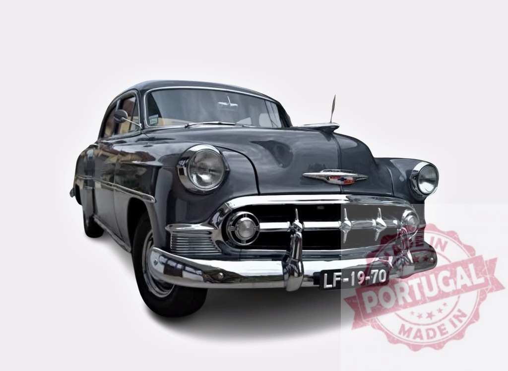 Chevrolet Bel Air 1953 classic car on white background | Iconic 1950s American Chevrolet Bel Air automobile showcasing retro design and chrome details - Realized with Pictrs.com