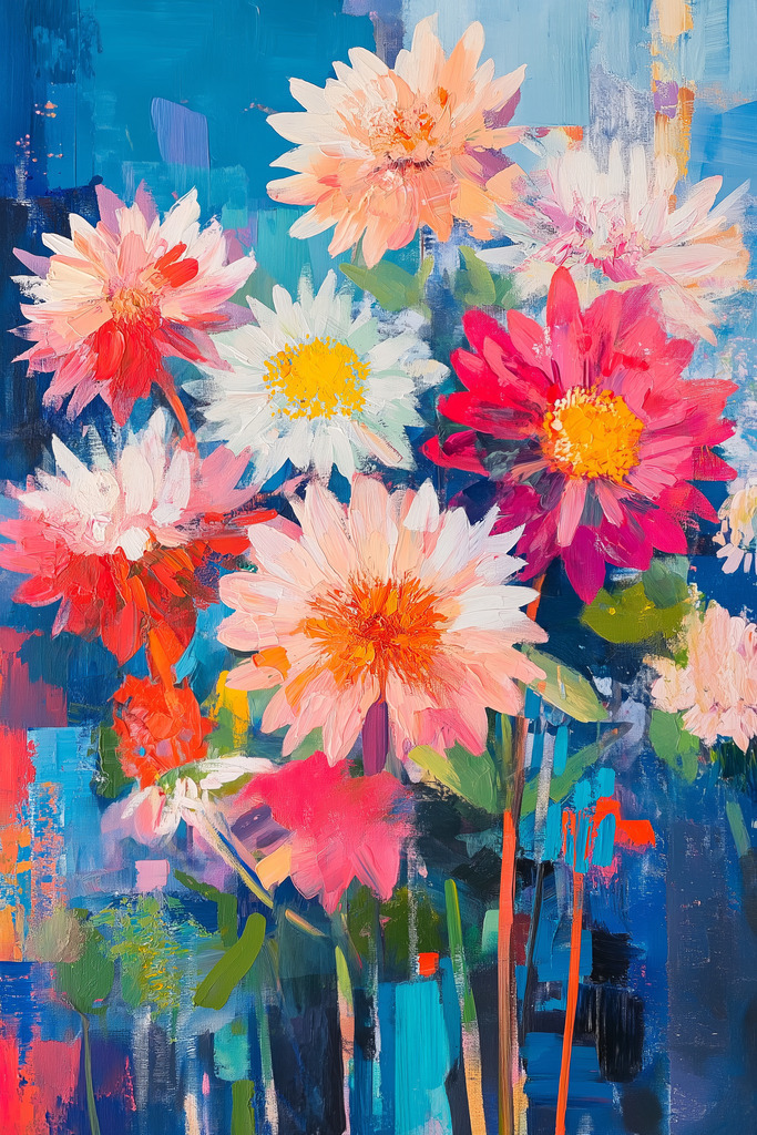 2412009 - Bunter Blumenstrauß | Ein Blumenstrauß im Stil eines Gemäldes.