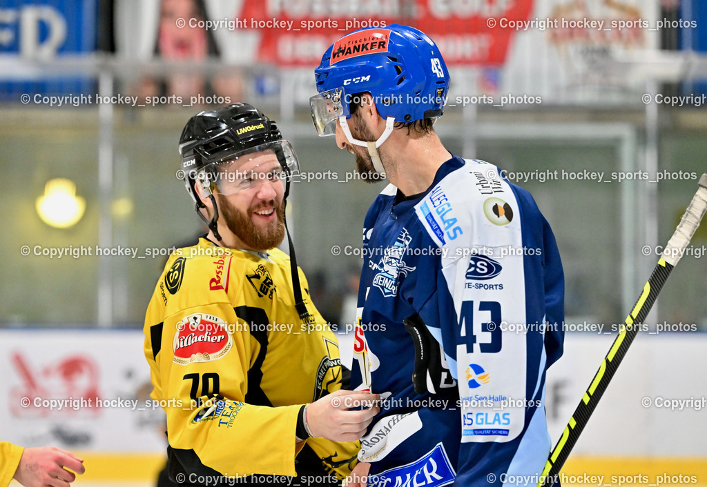 ESC Steindorf vs. EC Hornets Spittal 25.2.2024 | #70 Kronig Daniel EC Hornets Spittal, #43 Oraze Martin ESC Steindorf, ESC Steindorf vs. EC Hornets Spittal 25.2.2024, ESC Steindorf vs. EC Hornets Spittal 25.2.2024 am 25.02.2024 in Steindorf (Ossiachersee Halle), Austria, (Photo by Bernd Stefan)