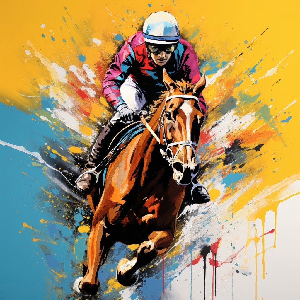 2402014 - Pop Art Jockey | Modernes Jockey Motiv im Stil eines Pop Art Gemäldes