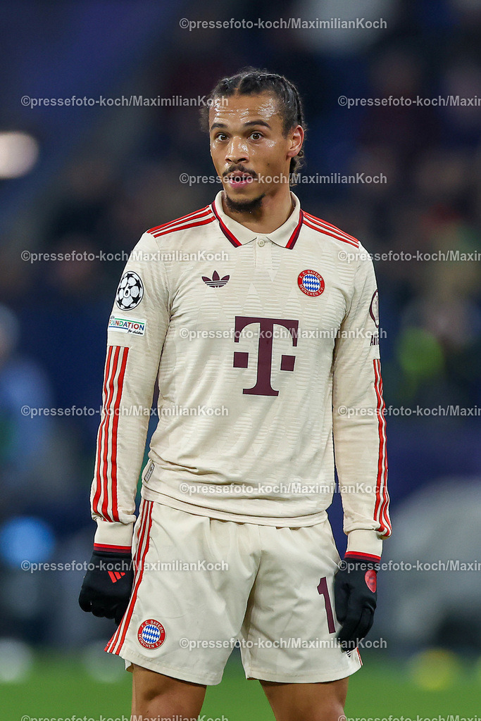 UCL10122402257 | 10.12.2024, Fußball, UEFA Champions League, Schachtar Donezk - FC Bayern München, Arena AufSchalke Gelsenkirchen, 8. Spieltag Saison 2024 2025: Leroy Sane (Bayern #10)DFB regulations prohibit any use of photographs as image sequences and or quasi-video.