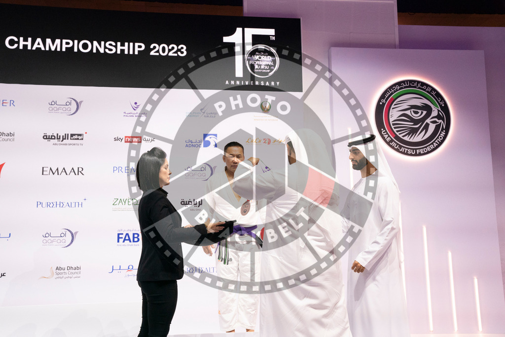 20231106PBB1554 | Fighters compete during the AJP World Master Championship in the Mubadala Arena in Abu Dhabi, Arab United Emirates, on November 6, 2023.