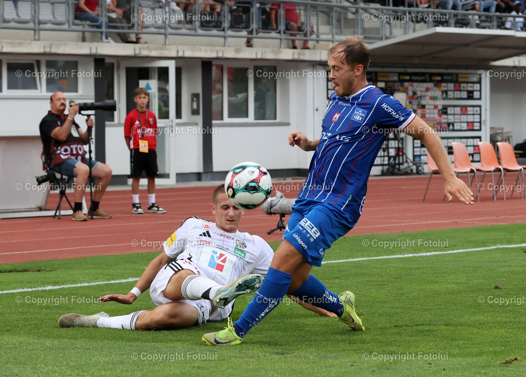 A_LUI_170825_07 | SPORT,FUSSBALL,ADMIRAL BUNDESLIGA RZ PELLETS WAC-BLAU WEISS LINZ 17.08.2025 IM BILD: FABIAN WOLMUTH(WAC) UND SIMON PIRKL  (BLAUWEISSLINZ) FOTO:FOTOLUI/MW
