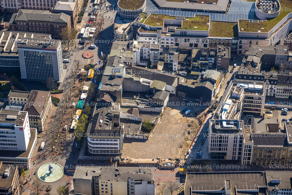 Duisburg250402585 | Luftbild, Baustelle Torhaus Süd im Geschäftsviertel Düsseldorfer Straße Ecke Königstraße, Baustelle der Zech Bau, Fußgängerzone Königstraße, Dellviertel, Duisburg, Ruhrgebiet, Nordrhein-Westfalen, Deutschland
