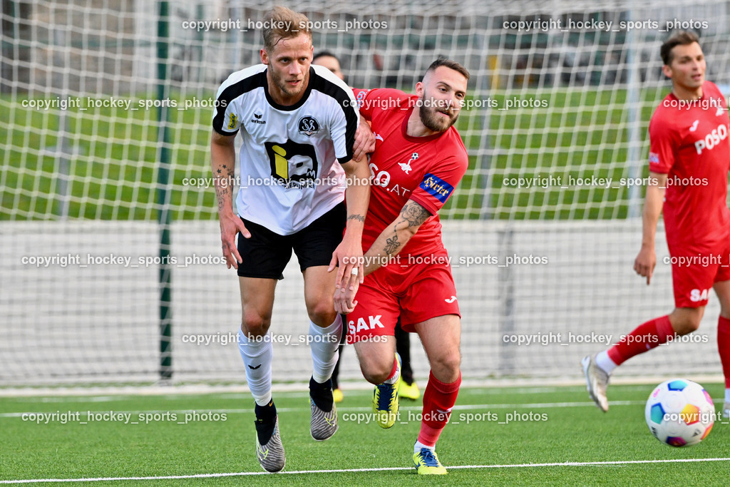 SV Spittal vs. SAK | #44 Miha Kostanjsek SV Spittal, #23 Kristian Sredojevic SAK, SV Spittal vs. SAK, SV Spittal vs. SAK am 24.05.2024 in Spittal an der Drau (Goldeck Stadion), Austria, (Photo by Bernd Stefan)