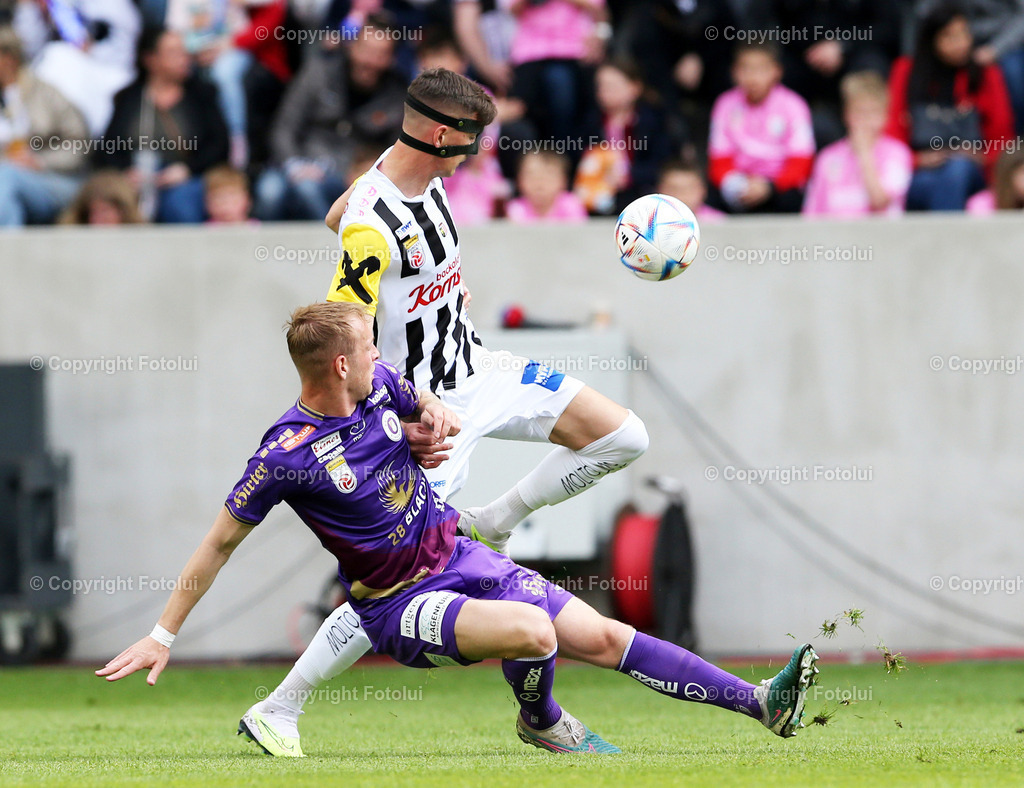 A_LUI_300423_15 | SPORT, FUSSBALL,ADMIRAL BUNDESLIGA LASK-AUSTRIA KLAGENFURT 30.04.2023 IM BILD: FELIX LUCKENEDER  (LASK) UND  FLORIAN JARITZ (KLAGENFURT) FOTO:FOTOLUI/MW